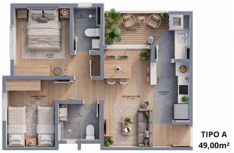 Pré-lançamento no Tingui: Apartamento de 2 Quartos com Sacada ...
