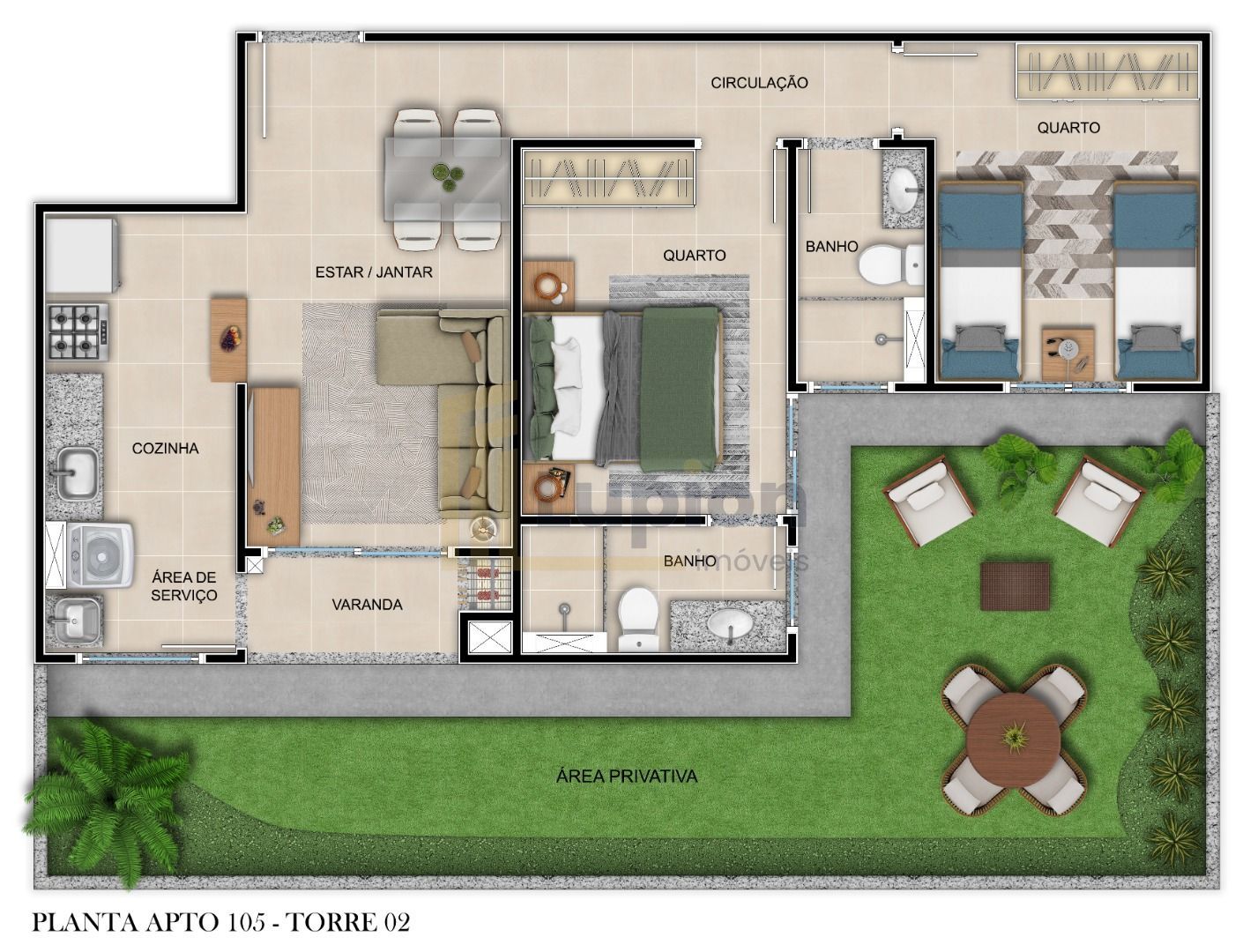 Apartamento 2 Quartos com Suíte e Lazer Completo no Bacacheri ...