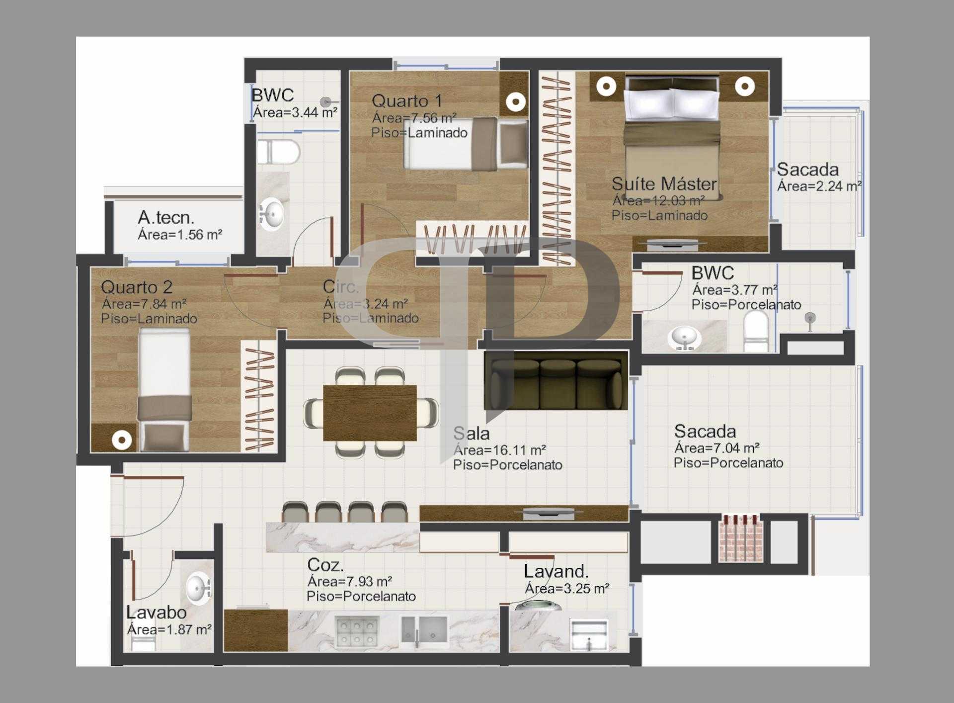 Apartamento luxuoso, 3Q, 1 Suite, 2 vagas, localizado no bairr...