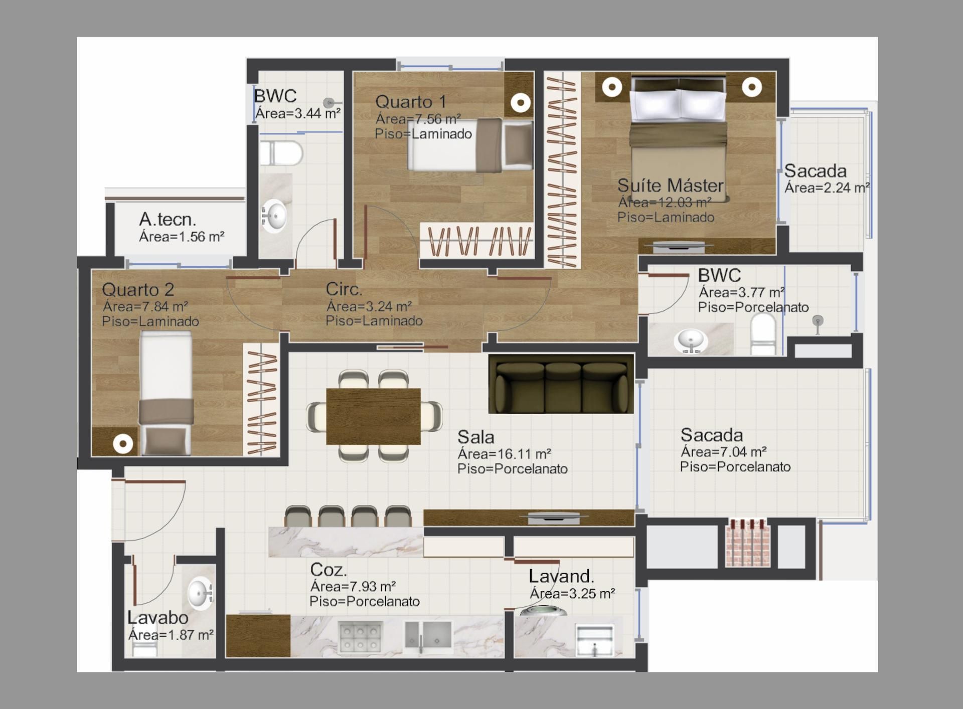 Apartamento luxuoso, 3Q, 1 Suite, 2 vagas, localizado no bairr...