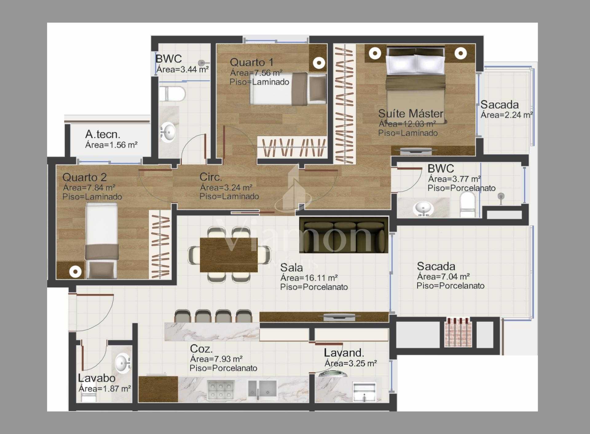Apartamento luxuoso, 3Q, 1 Suite, 2 vagas, localizado no bairr...