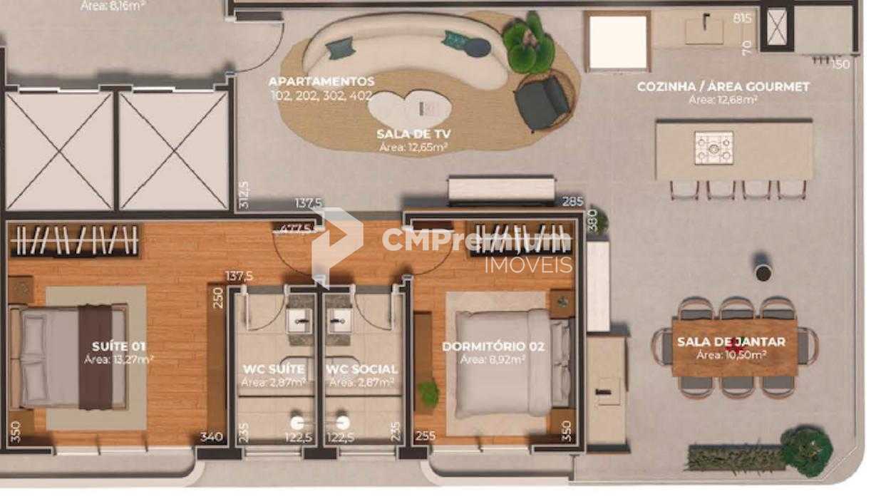 Apartamento com 2 quartos, sendo 1 suíte, localizado no centro...