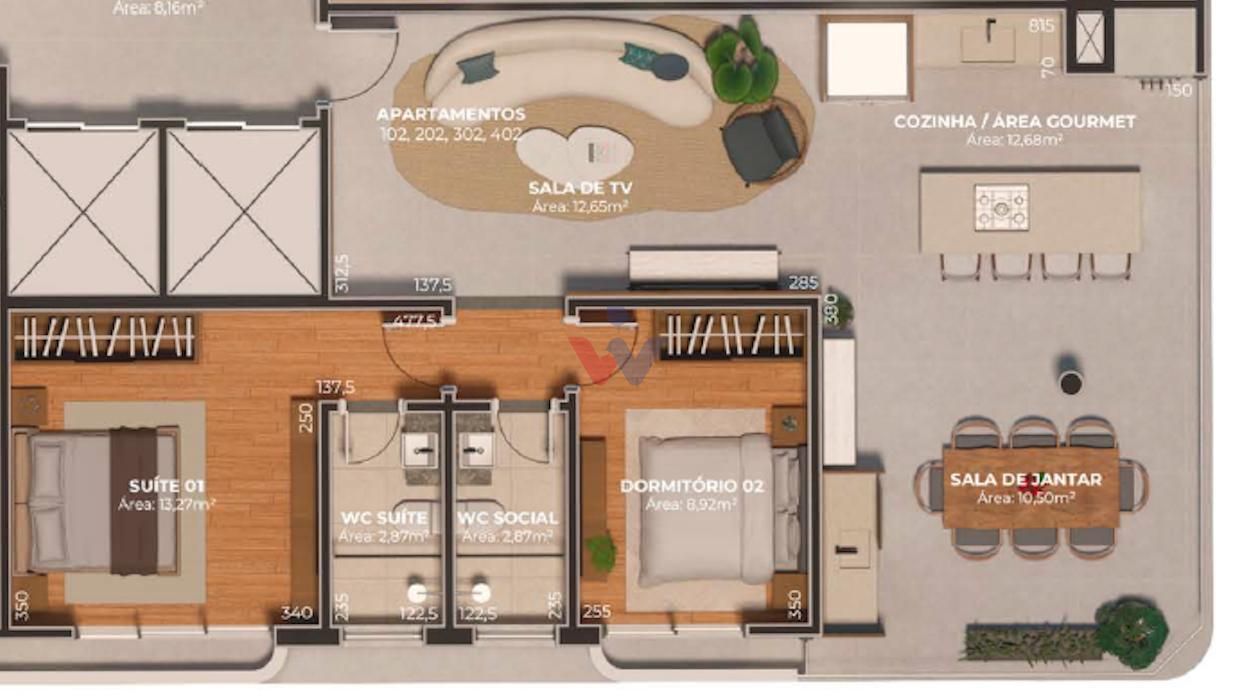 Apartamento com 2 quartos, sendo 1 suíte, localizado no centro...