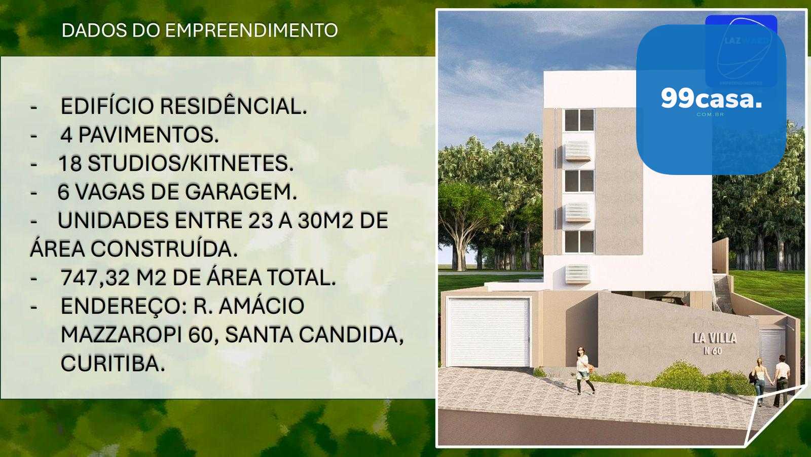 Studio Apartamento 1 Suíte à venda, Santa Cândida, CURITIBA - PR