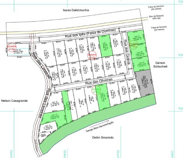 Terreno à venda com área de 1.456,42 m  em Vitorino - PR