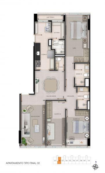 Apartamento à venda com 3 quartos, 223m² - Foto 2