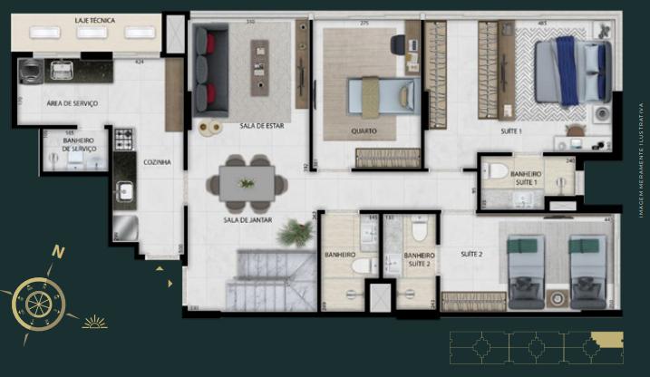 Apartamento à venda com 3 quartos, 223m² - Foto 3