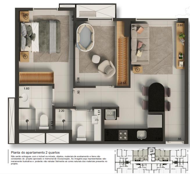 Apartamento à venda com 2 quartos, 60m² - Foto 6