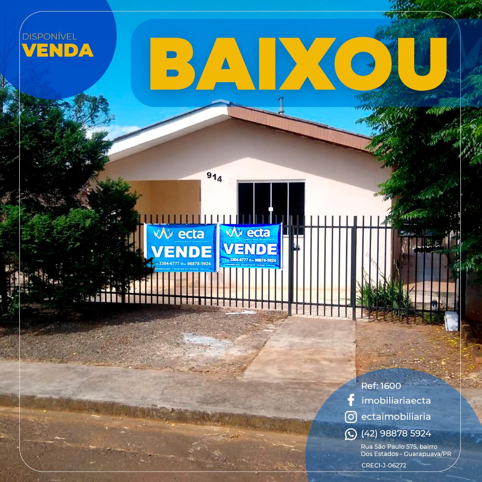 Casa com 2 dormitórios à venda, Vila Carli, GUARAPUAVA - PR