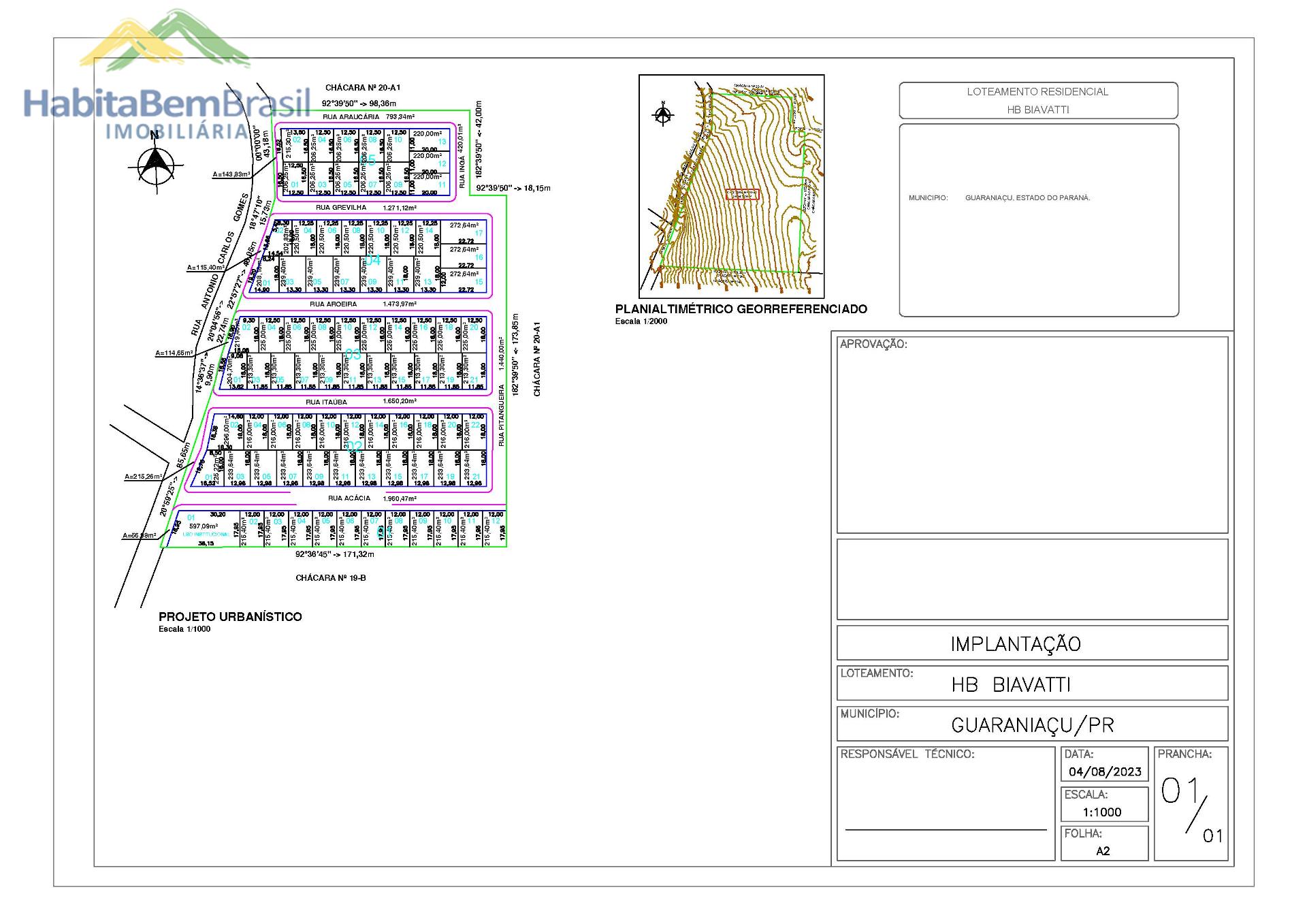 LOTEAMENTO RESIDENCIAL HB BIAVATTI, LOCALIZADO EM GUARANIAU-PR