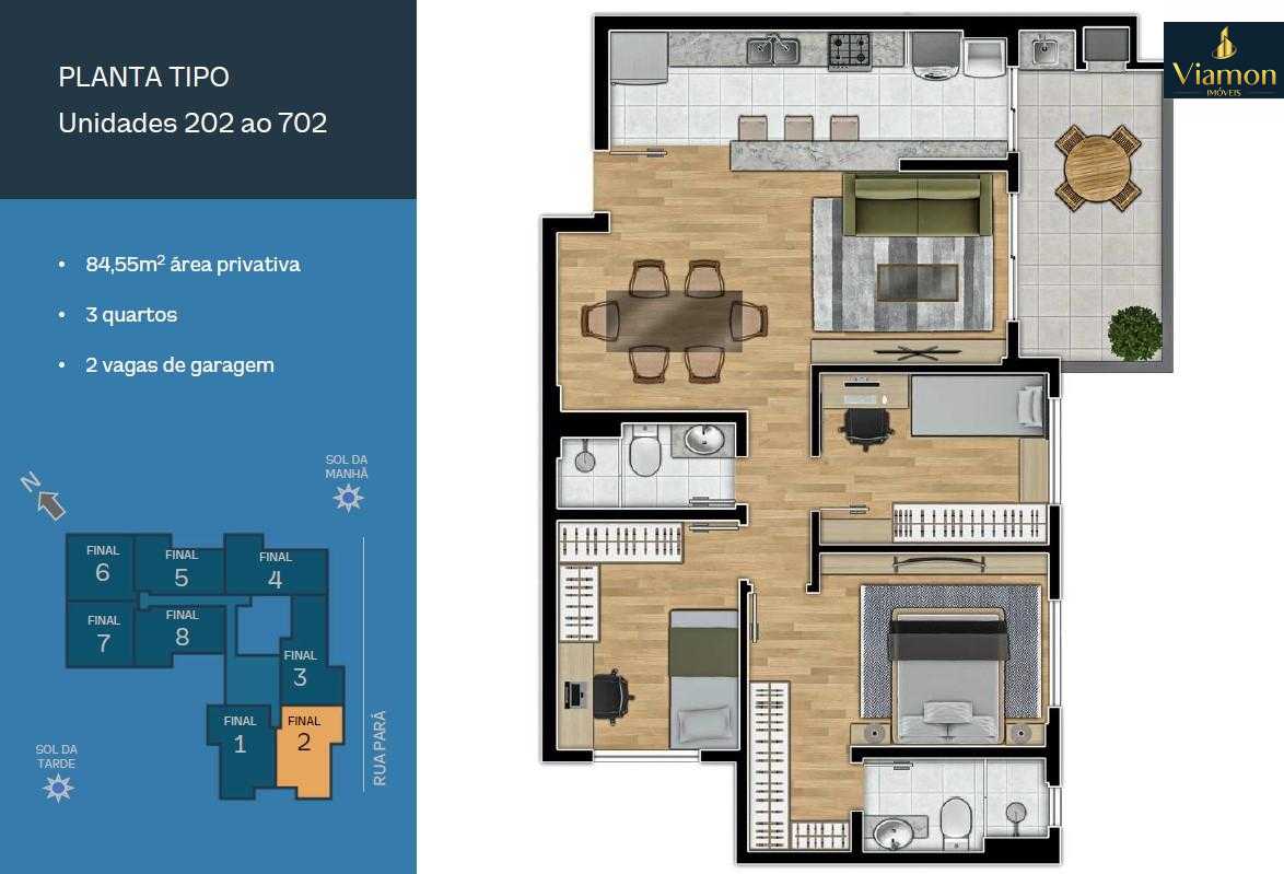 Apartamento à venda 3 quartos com suíte no bairro Água Verde, ...