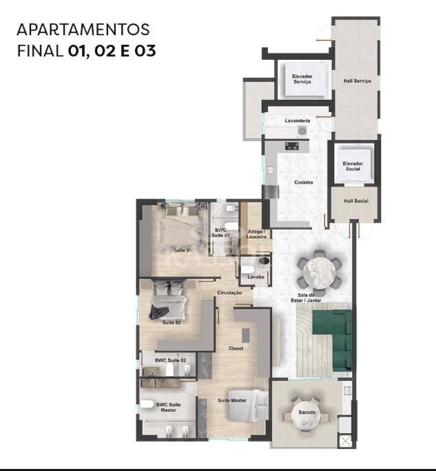 Apartamento A Venda,  Ed.francisco H.renz, 03 Suites Centro, Cascavel - Pr