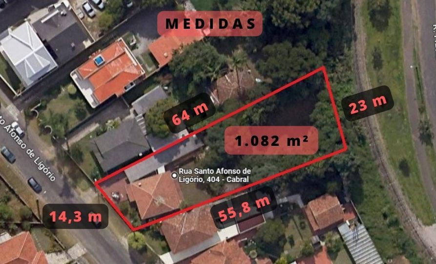 Terreno residencial com 1082m  à venda no Cabral - Curitiba