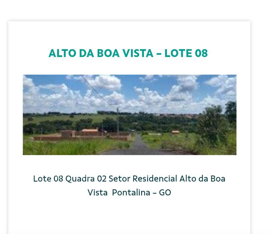 LOTE EM PONTALINA GO - Alto do Boa Vista - Rua AB-03, Quadra 0...