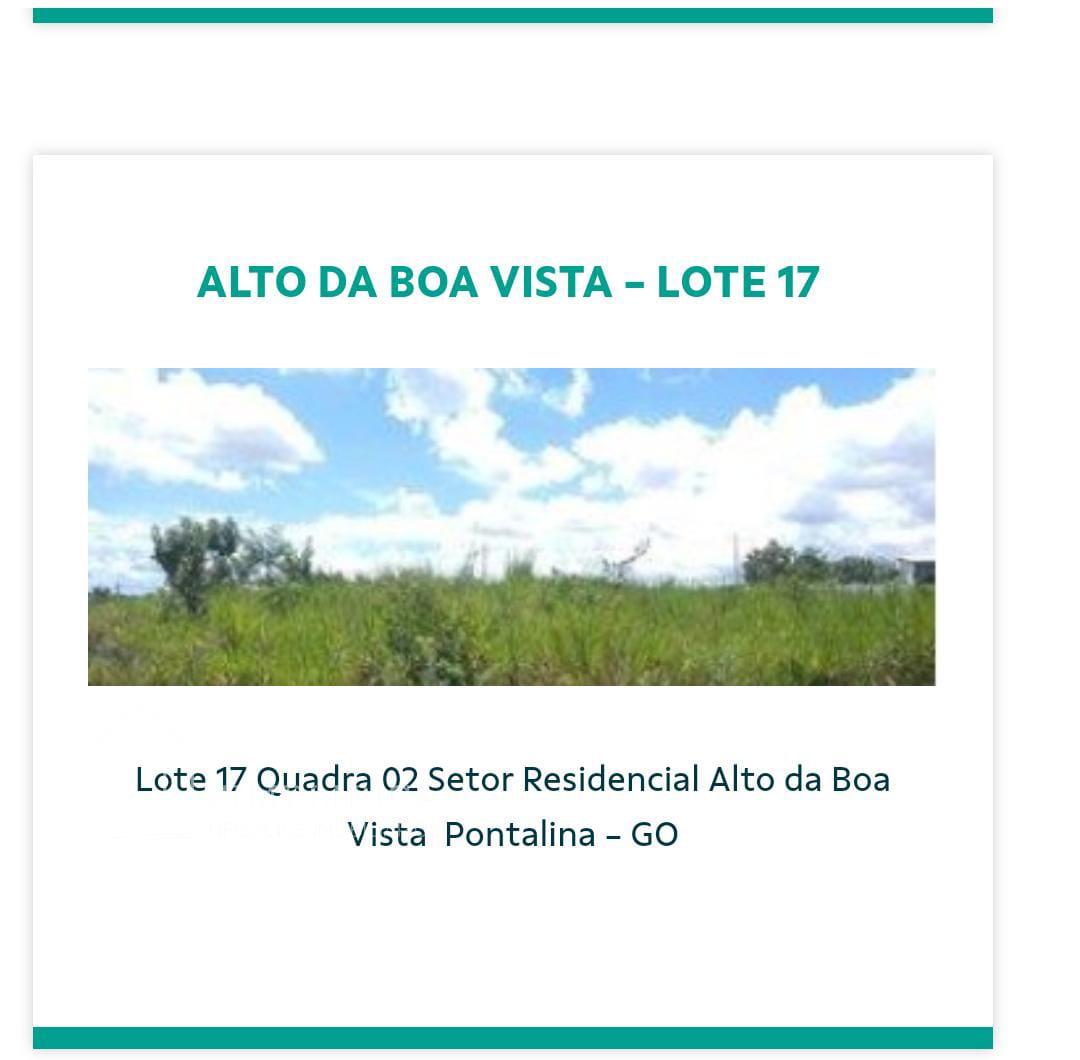 LOTE EM PONTALINA GO - Alto do Boa Vista - Rua AB-02, Quadra 0...