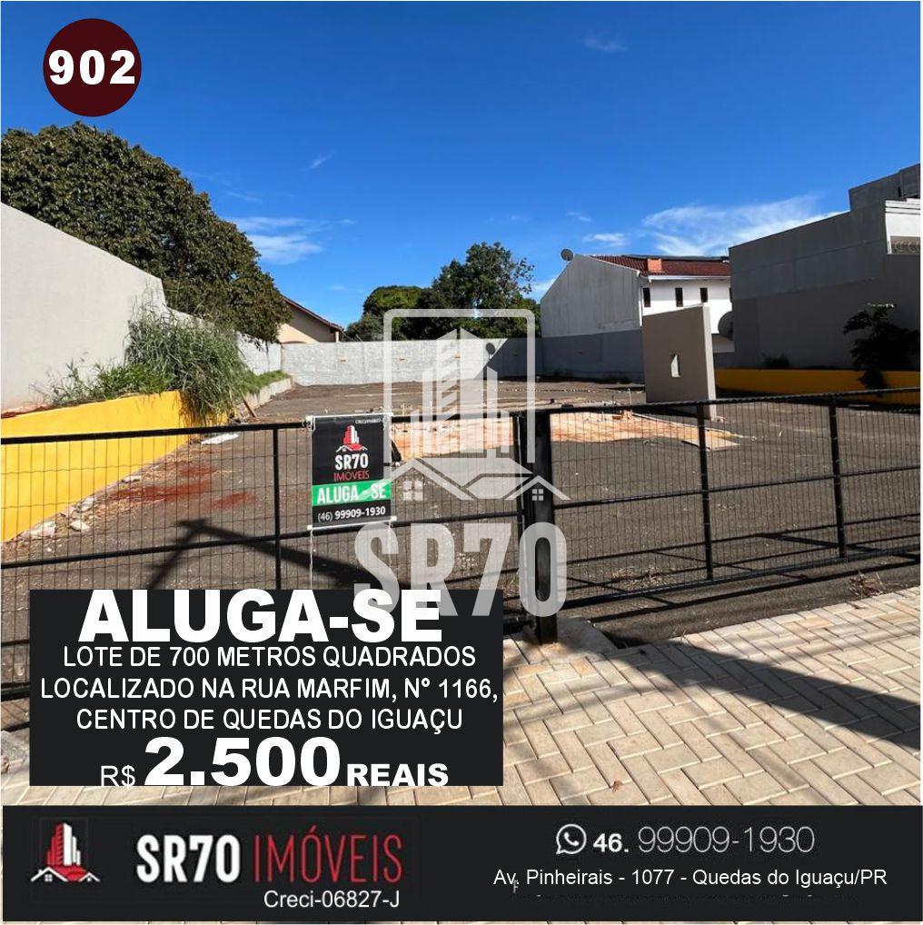 Lote para alugar com 700m  em localizao estratgica, em frente a colgio no centro de Quedas do Ig