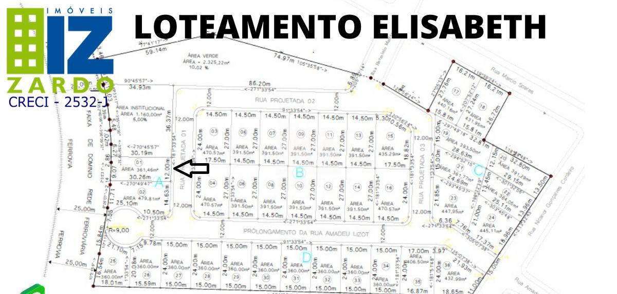 TERRENO 1A LOTEAMENTO ELISABETH -  BAIRRO BERGER - COM 361,46M 