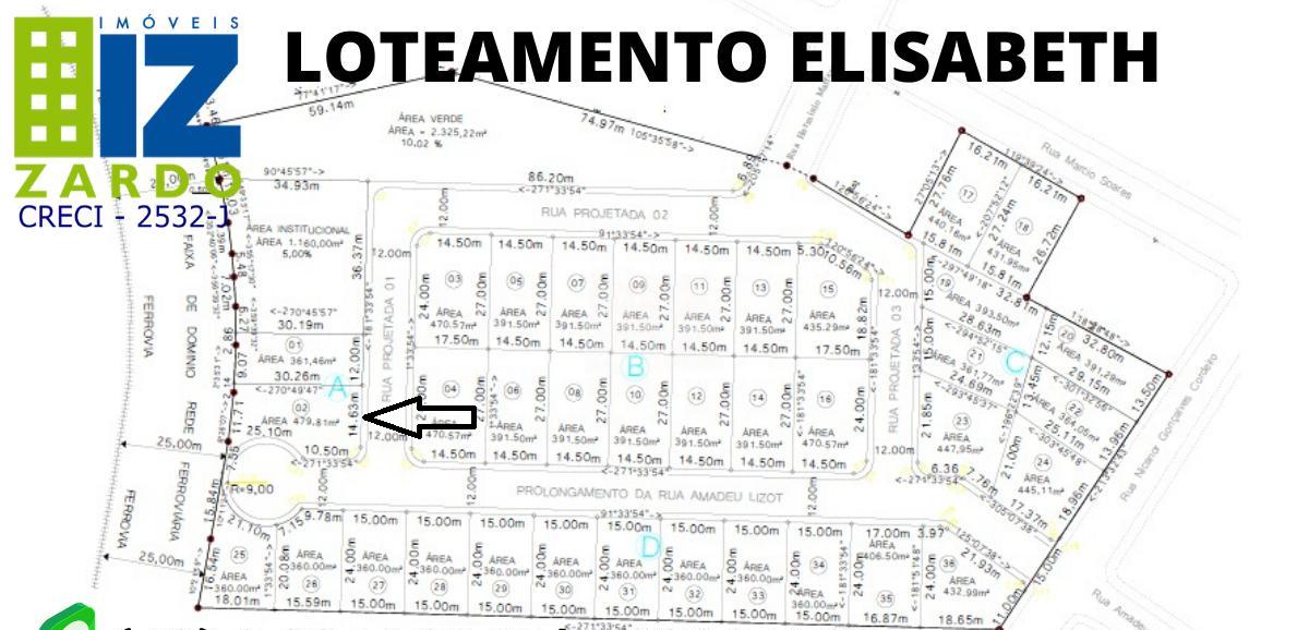 TERRENO 02A LOTEAMENTO ELISABETH -  BAIRRO BERGER - COM 479,81M 